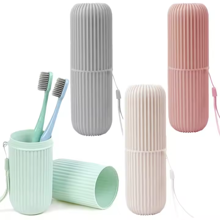 Estuches para cepillos de dientes, paquete de 4, estuche de viaje con cuerda para colgar, para viajes, camping, exteriores, uso diario. - 1