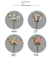 Arreglo De Flores Artificiales De Cerezo Para Boda Decoración De Mesa En Casa Estilo Bouquet De Flores De Seda Blanco Champán Rosa Claro Rosa - details 1