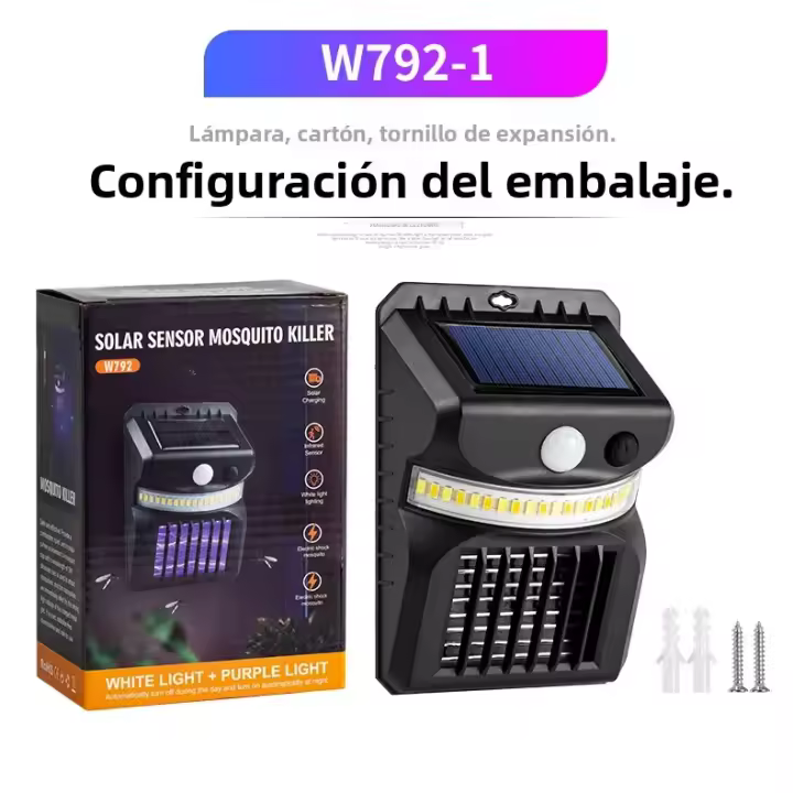 Lámpara Solar LED Mosquitera UV Con Electrochoque Inteligente De Inducción Humana Luz Exterior Impermeable Para Exterior - 1