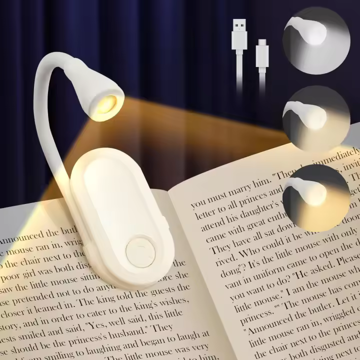 Luz de Lectura,Luz Para Leer Libros en La Cama USB Recargable de 360° Flexible,portable 3 couleurs dimmable LED Lampara Libro Parfait Pour Les Amateurs De Livres,Le Bureau,3 Farbtemperatur Modi - 1
