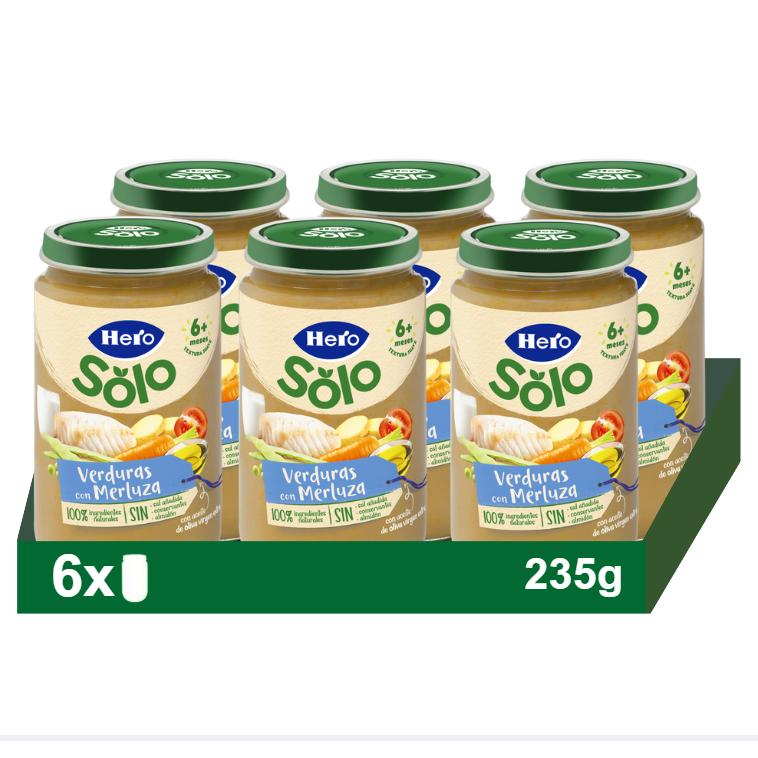 Hero Baby Pack Tarritos de Verduritas con Merluza. Para Bebés de a Partir 6 meses. Pack 6x235gr