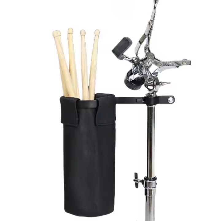 Bolsa De Tubo Para Palillos De Batería Negra Estuche Cilíndrico De Oxford Resistente Con Clip Metálico Accesorios De Percusión - 1