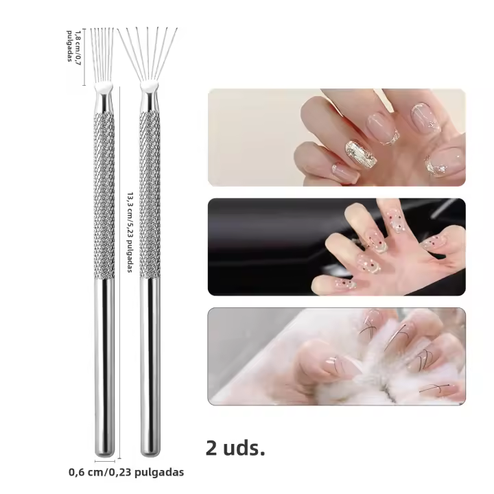 Herramienta De Dibujar Uñas Multifuncional Con Siete Pines Brooma Herramienta De Textura Para Pintura De Uñas DIY Pluma Bendecida De Pavo Real - 1
