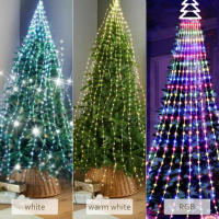 Luces De Arbol De Navidad RGB Con Timer De Batería LED Para Exterior Decoración De Jardín Casas Fiestas Bodas Ornaments Incluye Pilas AA - details 1