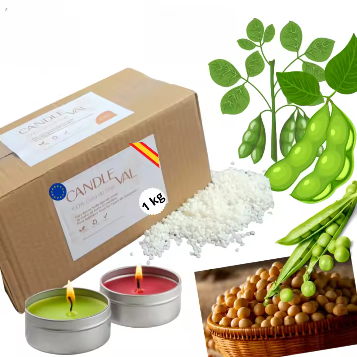 Candleval  Cera de soja de bajo punto de fusión en pequeñas perlas para fabricar velas en vasos y todo tipo de frascos ideal para derretir en microondas - 1