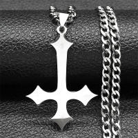 Collar De Acero Inoxidable Con Cruz Inversa Para Hombres Collar De Moda Punk Hip Hop Negro Adecuado Para Fiestas Aniversarios Regalos - details 7