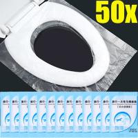 50pcs Cubierta De Inodoro Desechable Portátil Viaje Seguro Almohadilla De Asiento De Baño Impermeable Suministros De Baño - details 0
