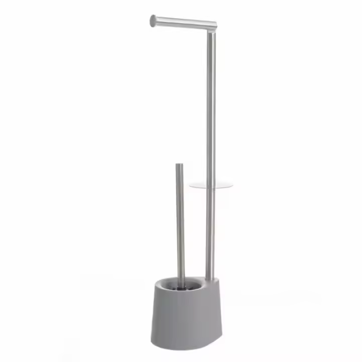 Dcasa Portarrollos escobillero gris de acero inoxidable de 65x12x16 cm - 1