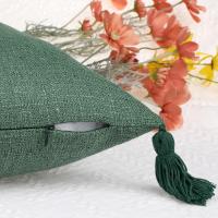 Funda De Cojín De Algodón Linen Verde Con Borla Boho Regalo Para Sofa Decoración De Hogar Navidad Estilo Rústico Americano - details 1