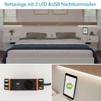 Cama Doble Cama con 2 tocadores LED junto a la noche y Toma USB C 140x200 cm Cama de Madera incluye 2 Mesitas de noche Full Dormitory -- 205x244x90,5 cm (L/AN))/A) juego De Roble Sonoma/Blanco (sin colchón) - details 6