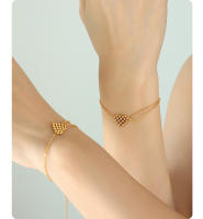 Encanto Pulsera de cristal para mujer, pulsera de acero inoxidable chapada en oro de moda, hermoso regalo de joyería para bodas y fiestas. - details 4