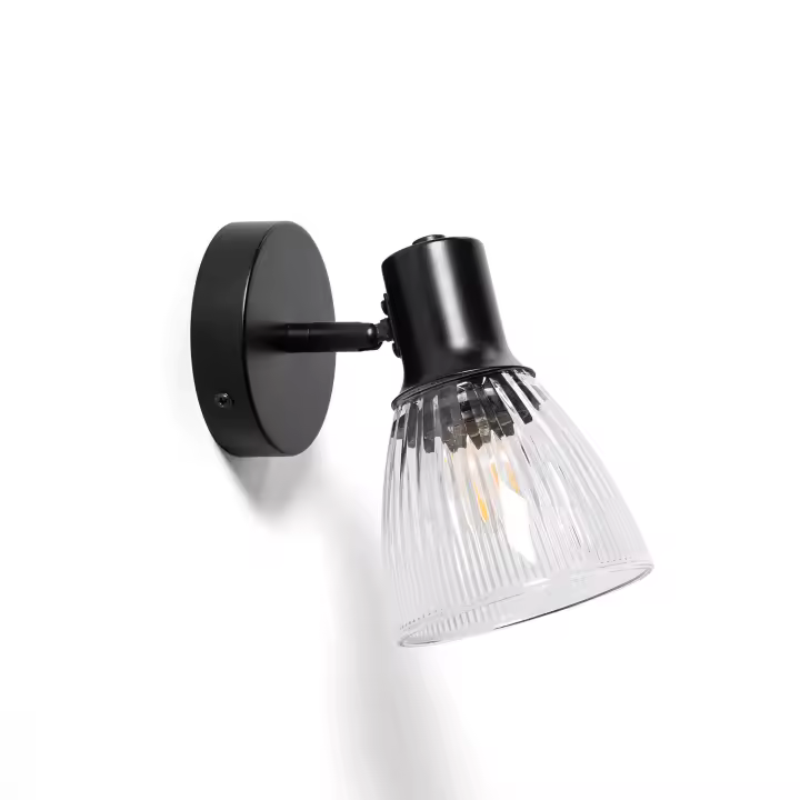Ledkia Aplique de Pared Metal y Cristal Aron Negro - 1