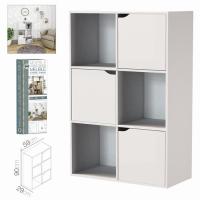 MIRAMAX-Estantería Madera, Mueble Almacenaje para Libros, con 6 Cubos y 3 Puertas, para Oficina, Estudio, Salón, Moderno, 59 x 29 x H90 cm - details 1
