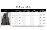 Falda A-Line Vintage De Cintura Alta En Khaki Con Patoleta Cierre Con Botones Y Rayas Para Mujer Talla Grande Longitud Media Pierna Moda 2024 - details 0