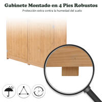 Outsunny Cobertizo de Madera Caseta Exterior Armario Herramientas de Jardinería Doble Puertas Techo Impermeable Compartimientos de Diferentes Tamaños 127.5x50x164cm Madera Maciza - details 6