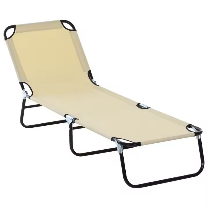 Outsunny Tumbona Plegable Reclinable con Ángulo Ajustable de 5 Posiciones para Jardín Exterior Piscina Terraza Camping Carga 120 kg 190x56x28 cm - 1