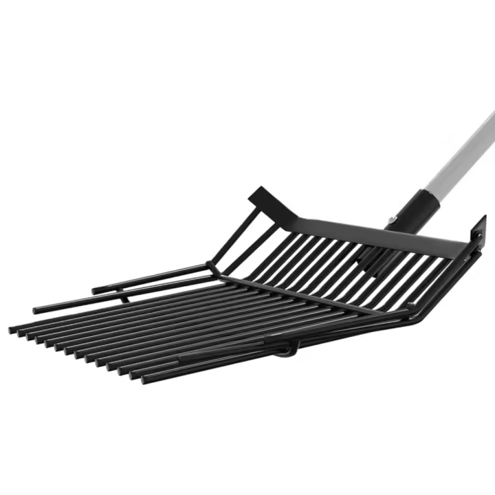 vidaXL Cabezal de horquilla de rastrillo con 14 púas de acero negro - 1