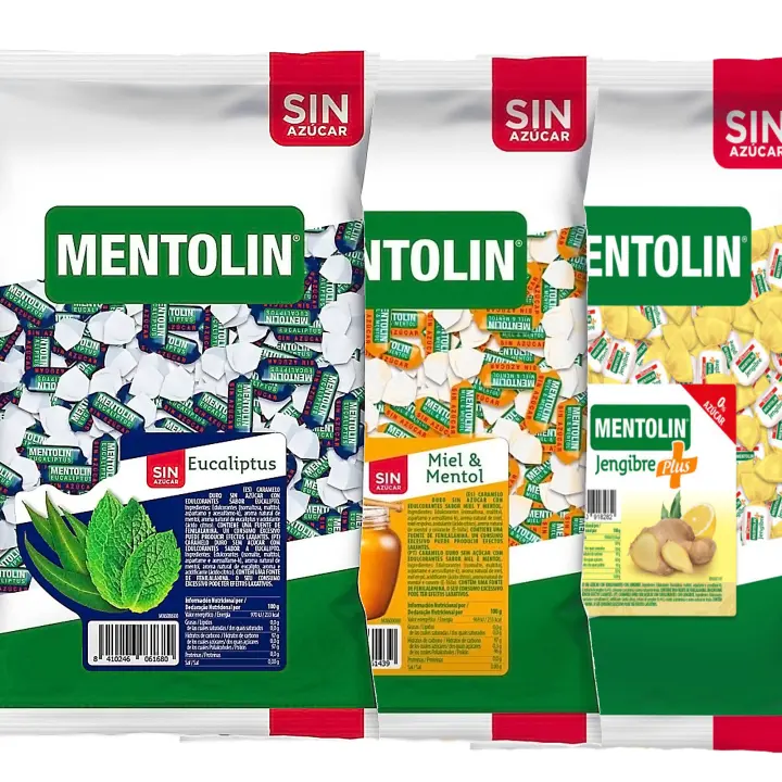 MENTOLIN PACK 3 Kg caramelos sin azúcar para la tos Eucaliptus & Miel Mentol & Plus Jengibre - 1