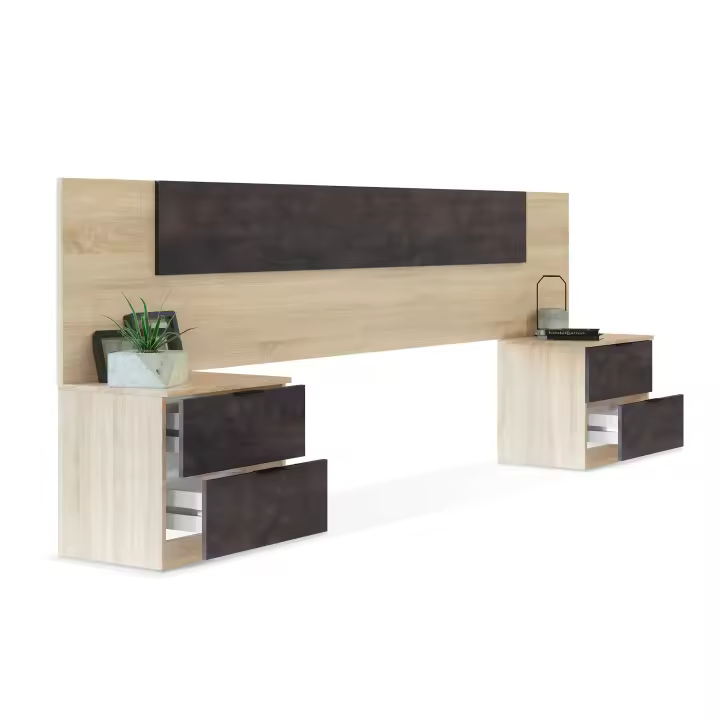 Duehome - Cabecero con Mesitas Luca - Práctico y Decorativo - 1