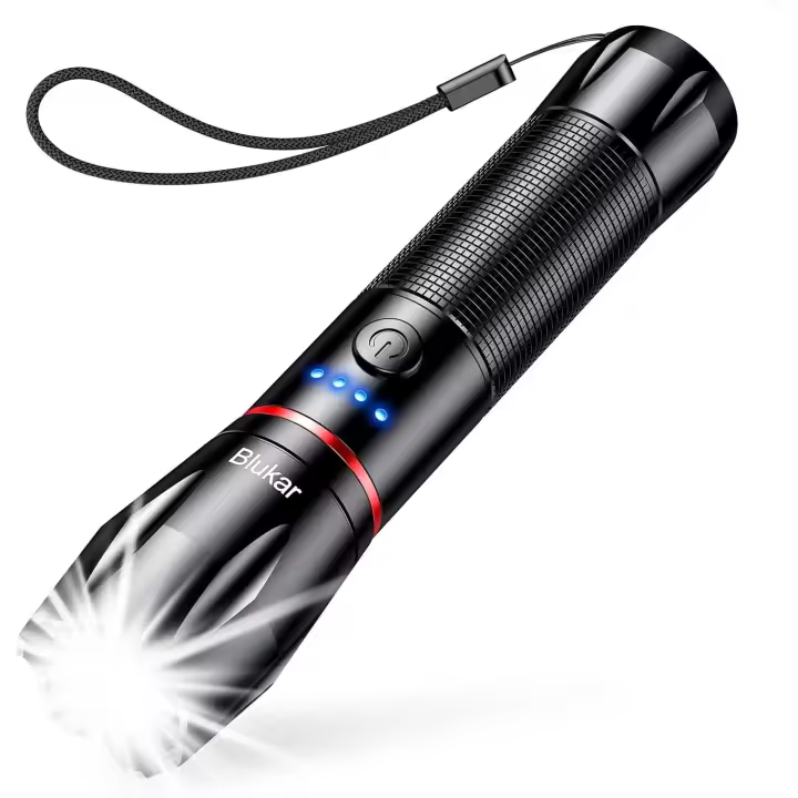 Linterna LED Recargable, Super Brillante Linternas de Aluminio con 5 Modos de Luz, 2000L Flashlight de Mano Impermeable Enfoque Ajustable para Camping, Senderismo, Emergencia, DIY - 1