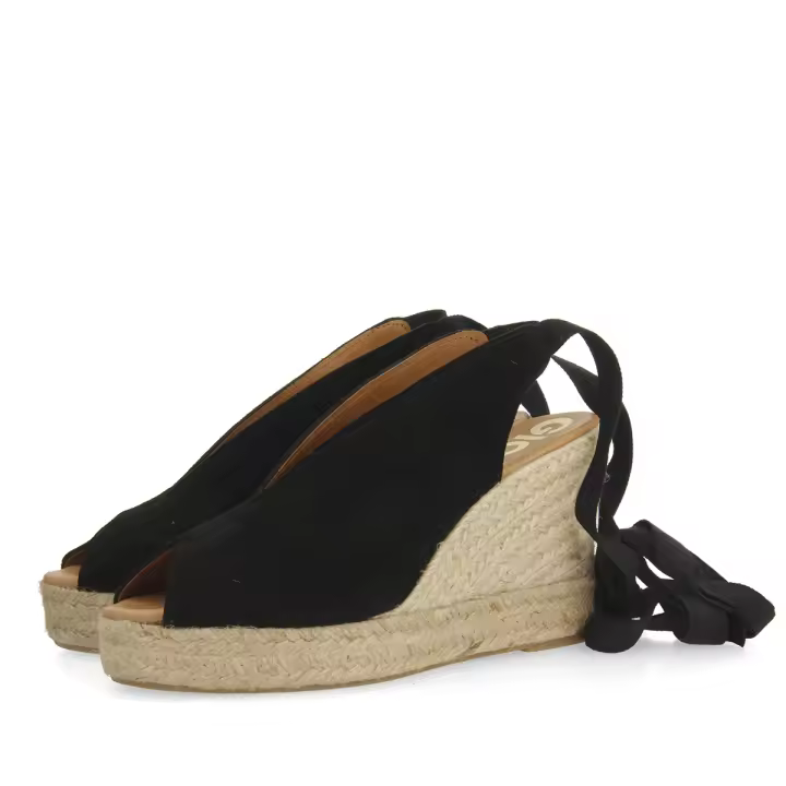 Gioseppo ANCON - Sandalias de Cuña Negras para Mujer con Espadrilles de Yute - 1