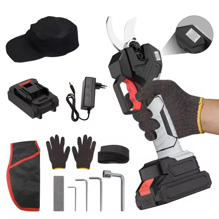 Tijeras de podar eléctricas de 1000W, 50mm, podadora inalámbrica sin escobillas, herramienta cortadora de ramas de árboles frutales para jardín con 2 uds de batería - 1
