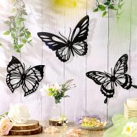 Decoración De Pared En Forma De Mariposa Dragón Negro Y Colibrí 3 Piezas Arte Pendiente Para El Hogar Material Metálico - details 0