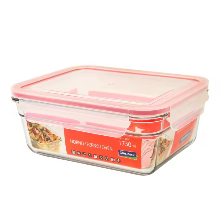 Glasslock Oven - Recipiente Rectangular de 1.7L en Vidrio Templado. Apto Horno - 1