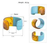 Pulsera De Resina Vintage Para Mujer Bangles Colorido Acrílico Ancha Abierta Encantos Moda Sencilla Fiesta Joyería Nueva - details 1