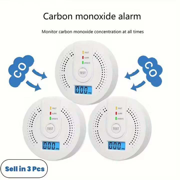 Alarma de monóxido de carbono de 3 unidades, detección en tiempo real de monóxido de carbono, detector de monóxido de carbono, instalación - 1