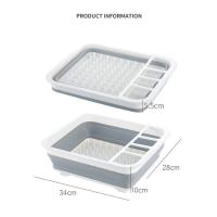 Estante De Secado Plegable Para Cocina Con Almacenamiento Y Drenaje En Plástico Resistente a La Perdida De Agua Para Platos Tazas Y Vajilla Relleno Lavable Para El Hogar - details 7