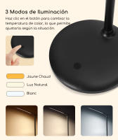 Aigostar lámpara escritorio LED, flexo de escritorio plegable, 3 modos, 5 niveles de brillo, puerto tipo C, con 100cm cable, función de memoria, flexible ajustable, control táctil, blanco - details 8