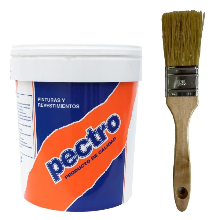 PECTRO Kit Pintura Antihumedad 750 ml + Brocha - Previene la aparición de manchas - Pintura blanca interior exterior - Gran cubrición