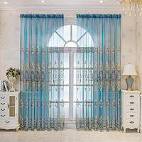 Cortina Europea De Encaje Transparente Con Patrón Geométrico Y Flores Para Decoración Del Hogar 1 Panel Con Bolso De Tubería - details 10