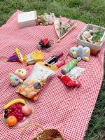 Rde Picnic Outdoor Tapete Plegable Gingham Manta De Picnic Reutilizable Lavable Máquina Estilo Pastoral Poliéster/Celulosa Trenzado - details 1