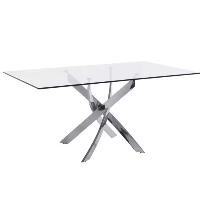 ANGEL CERDÁ 1061.01 Mesa comedor rectangular cristal , Cristal  Acero inoxidable , Acero Cromado , 150 x 95 x 75 cm. - 1