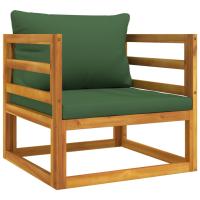 vidaXL Sillón de jardín madera maciza acacia con cojines Taupé, Gris claro, Verde Conjunto Terraza Muebles Jardín Exterior Juego de Muebles de jardín Mueble Jardín Exterior Muebles de Salon Exterior - details 2