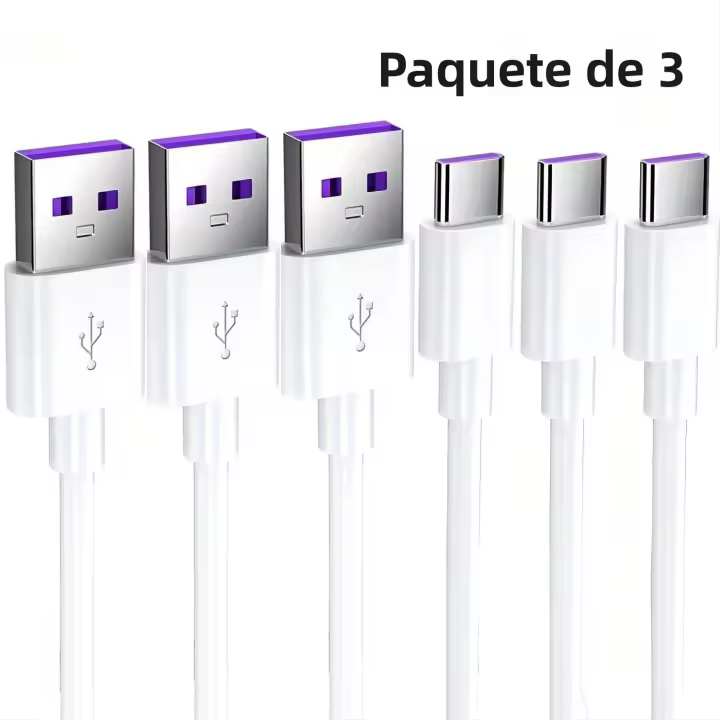 Cable USB Tipo C NNBILI 3pcs 5A Carga Rápida Para Teléfono Móvil Compatible Con Samsung S20 Huawei P40 Mate 30 Xiaomi Cord De Datos Tipo C PVC - 1