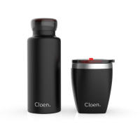 Botella de acero inoxidable + taza, Set Oficina Triple Capa by Cloen. Colores Blanco y Negro. - details 1