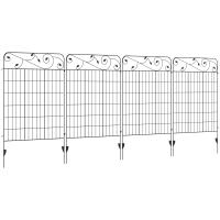 Outsunny Vallas de Jardín Exterior de 4 Paneles 88x110 cm Vallas de Jardín Metálicas Vallas Decorativas con Ángulo Ajustable para Patio Terraza Negro - details 0