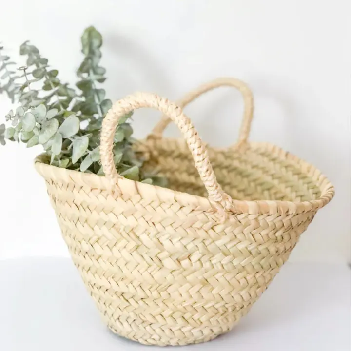 Pack 4 Capazos Cesta Palma Bodas y Comuniones bolsos para niña Natural Medidas aproximadas: (diámetro x alto) ​​Pequeño 22x17cm - 1