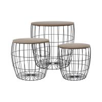 Start Electric | Set de 3 Cestas Multiusos Pongotodo con Función de Mesa Auxiliar, Tapa de Madera y Cuerpo de Metal (41 cm, 37 cm, 32 cm) - Organización Versátil y Diseño Práctico para el Hogar | Marca Gerimport - details 0