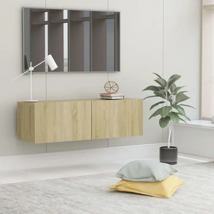 Mueble para TV madera contrachapada color roble 100x30x30 cm - 1