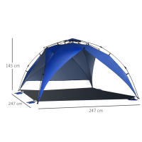 Outsunny Tienda de Playa Plegable Carpa de Playa con Bolsa de Transporte Apertura Automática Protección UV e Impermeable para Parque Camping 247x247x145 cm Azul - details 2
