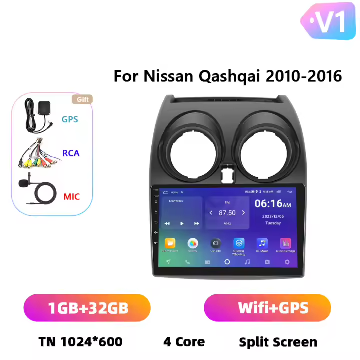 Podofo Radio de coche Android 2 Din para Nissan Qashqai 2006 2007 2008 2009 2010-2016 Carplay 8+128GB AI Voice WIFI+4G DSP GPS Navegación Multimedia Reproductor de Video - 1