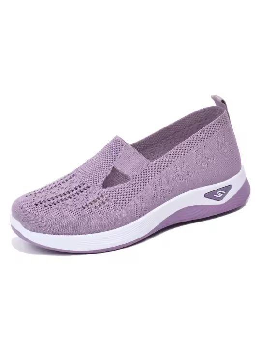 TK Zapatillas De Mujer En Color Sólido Transpirables Zapatillas Casuales De Verano De Bajo Térmico Tejidas Zapatos Casuales Para Mamá - 1