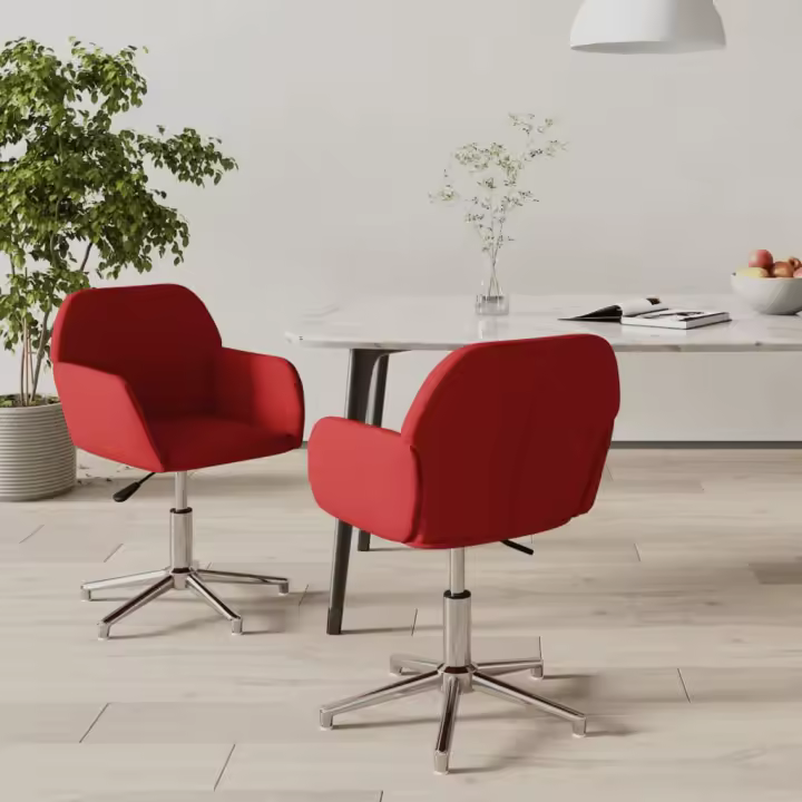 vidaXL Sillas de comedor giratorias 2 unidades tela rojo tinto en color Rojo vino tinto/Negro/Azul y más | cómodas modernas ergonómicas para comedor cocina salón hogar - 1