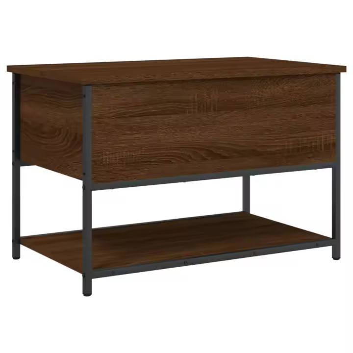 vidaXL Banco almacenaje madera ingeniería marrón roble 70x42,5x47 cm - 1