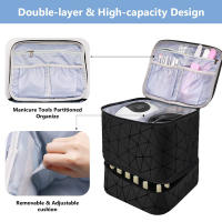 Esaltes Bolsa de Uñas, Organizador Pintauñas de Almacenaje Portátil de Doble Capa, Estuche Manicura Grande para Lámpara de Uñas y Accesorios, Neceser de Viaje (Rosa) - details 5