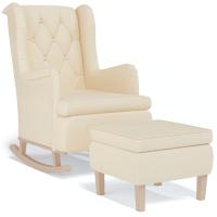 vidaXL Sillón con patas mecedoras y taburete de tela Gris claro, Gris oscuro, Crema Sillon Dormitorio Sillon Comodos Silla Relax Sillón Sofá - details 2